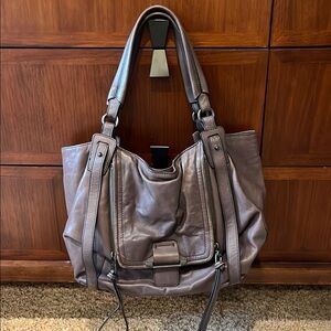 Kooba Gray / Purple Leather Hobo Bag